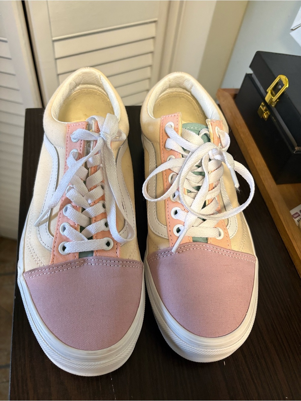 Vans Women's Pastel Canvas Low-Top Sneakers - Pink & Orange Cream